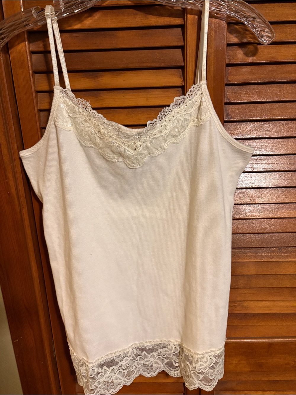 Cato Cream Lace-Trim Camisole with Adjustable Straps